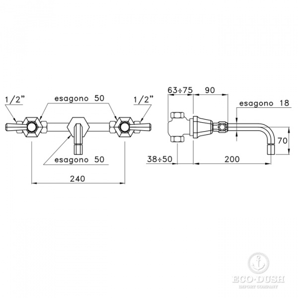 Stella Eccelsa Leve Встраиваемый смеситель для раковины 3863, цвет: хром