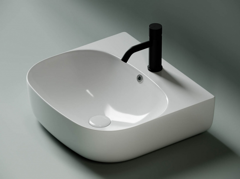 Умывальник накладной прямоугольный пристенный Element 490*445*145мм Ceramica Nova белый CN5011