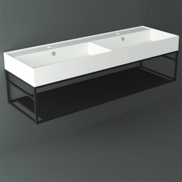 Simas Agile Структура металлическая 141x46xh28см, подвесная, для раковины с 1 отв., AG141, с 1 полкой, цвет: черный матовый