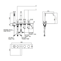 Antonio Lupi Bikappa Смеситель на борт ванны, на 5 отв., излив: 215мм, цвет: хром