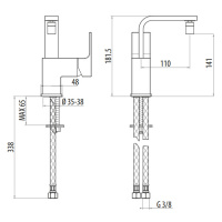 Gattoni Kubik Смеситель для биде, на 1 отв, однорычажный, излив 110 мм, цвет: хром