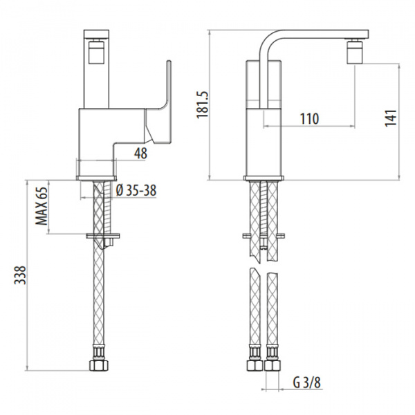 Gattoni Kubik Смеситель для биде, на 1 отв, однорычажный, излив 110 мм, цвет: хром