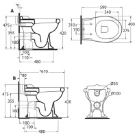 AZZURRA JUBILAEUM унитаз напольный 59х40см , слив универсальный  цвет: белый