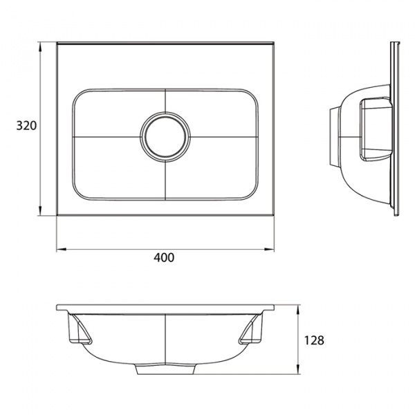 EMCO Раковина 40х32 см, 2 отв., накладная, для тумб 9583 274 24/25 и 9583 275 24/25, композит, цвет: белый