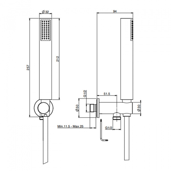 Carlo Frattini Wellness Душевой комплект с ручным душем, держателем с подводом воды и шлангом 1500 мм., цвет: хром