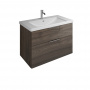 BURGBAD Eqio База подвесная с керамическим умывальником 93х49х64.5см. 2 ящика с ручкой желоб., c 1 отв под смес.   цвет: трюфельный декор F2012