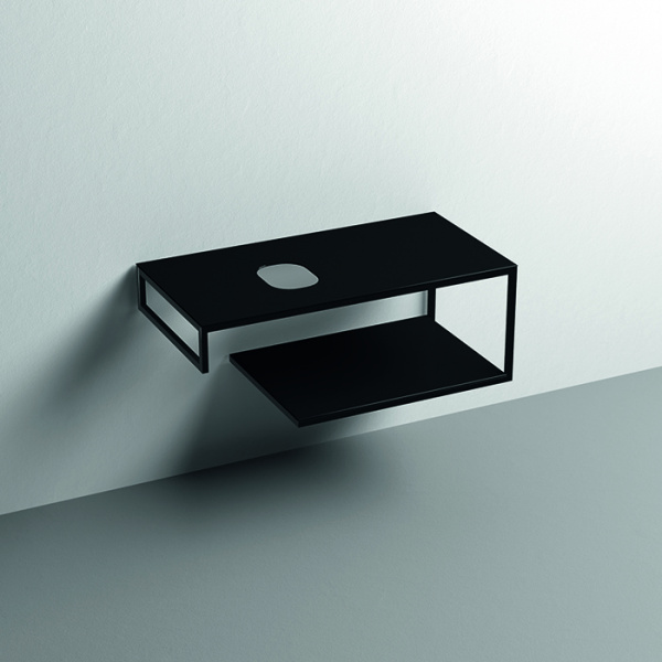 Kerasan Louise Металлическая структура для раковины 100см, подвесная, с полкой, с 1 отв., с полотенцедержателем, цвет: черный матовый