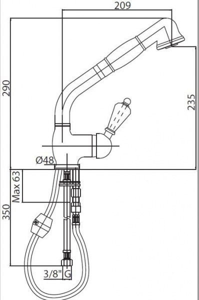 Смеситель для раковины Cezares VINTAGE-LLDM-03/24-Sw на столешницу