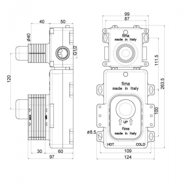 Carlo Frattini Fimathermbox, Внутренняя часть для термостатического смесителя