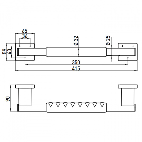 EMCO System2 Поручень, корпус черный, 415мм, подвесной, цвет: хром