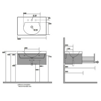 Kerasan Bentley Тумба подвесная из дерева, с раковиной 80x50, цвет: темный ясень