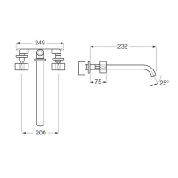 Armani Roca Baia Смеситель для раковины, встраиваемый в стену. Излив 230 мм, цвет: хром