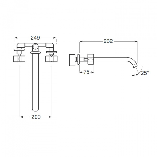 Armani Roca Baia Смеситель для раковины, встраиваемый в стену. Излив 230 мм, цвет: brushed steel