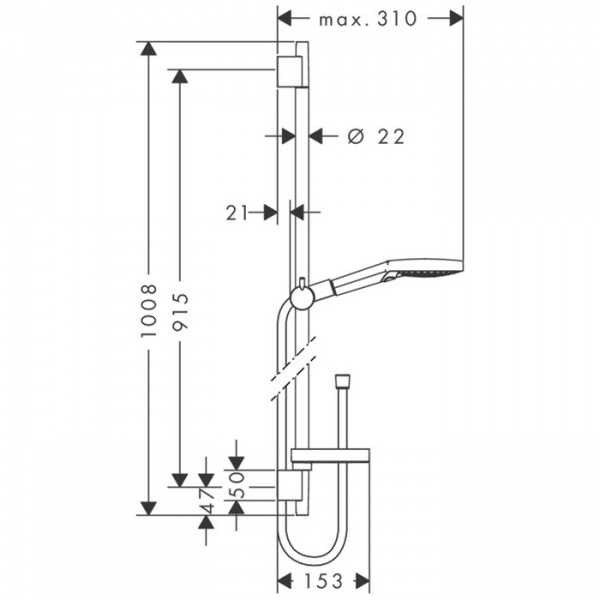Hansgrohe Raindance Select S Душевой набор: штанга 90см., ручной душ 120, 3jet (Rain, RainAir, WhirlAir), EcoSmart, мыльница, шланг, цвет: хром