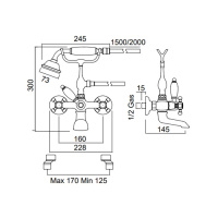 Sbordoni Londra Смеситель для ванны напольный с ручным душем и гибким шлангом , цвет: матовая бронза