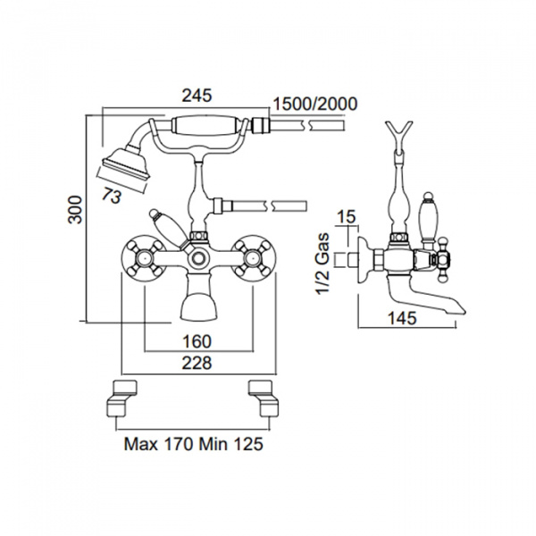 Sbordoni Londra Смеситель для ванны напольный с ручным душем и гибким шлангом , цвет: матовая бронза