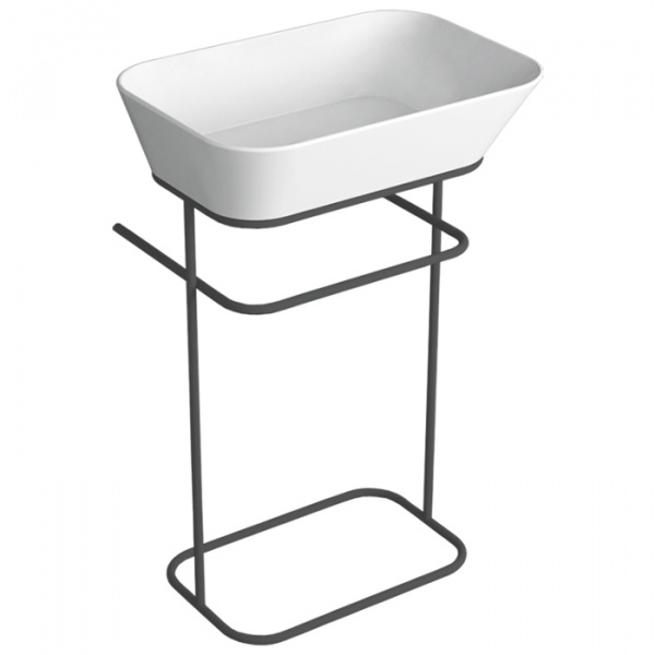 Simas Wave Структура металлическая напольная 50х40х75 см, с раковиной без отв. под смеситель, цвет: черный матовый