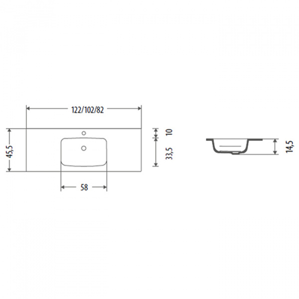 Eban Ebantech  Раковина 82х45.5х14.5 см, 1 отв., цвет: белый