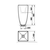 Gessi Mimi Раковина 45х45 см, без отв., слив в пол, с креплением, цвет: глянцевый белый