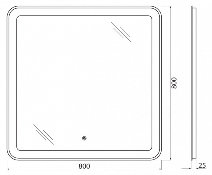Зеркало с встроенным светильником и сенсорным выключателем, 8W, 220-240V SPC-900-800-LED