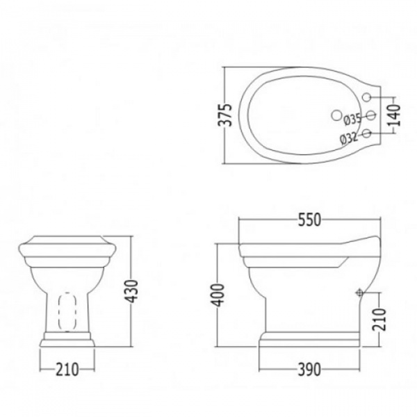 Devon&Devon Classica, Биде напольное 55х37.5см, цвет: белый