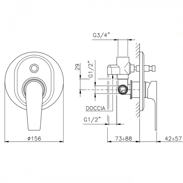 Nicolazzi Jungfrau Смеситель для душа с переключателем, встраиваемый, цвет: хром