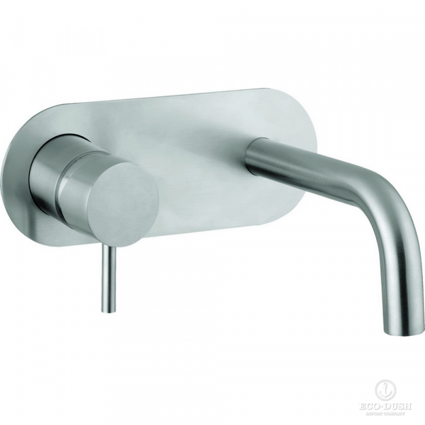 HUBER Lynox Смеситель для раковины на 2 отверстия из стены, излив 250мм, нержавеющая сталь