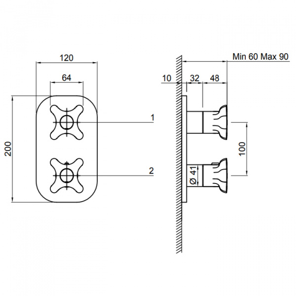 Antonio Lupi Timbro Смеситель для душа, термостатический, с переключателем потоков на 3 выхода, цвет: хром