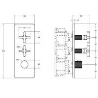 Gessi Inciso Встраиваемый термостатический смеситель высокой производительности, внешняя часть, цвет: black XL