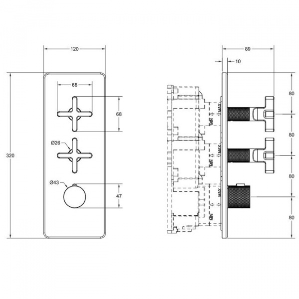 Gessi Inciso Встраиваемый термостатический смеситель высокой производительности, внешняя часть, цвет: black XL