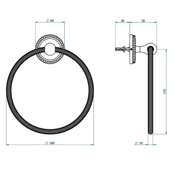 THG Amour De Trianon Полотенцедержатель-кольцо 18см., подвесной, цвет: полированное золото
