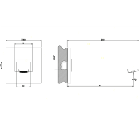 Gessi Rettangolo Настенный излив для ванны, для монтажа с удаленным управлением (не входит в комплект), цвет: хром