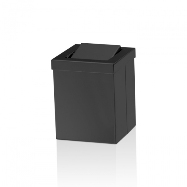 Decor Walther DW 1130 Корзина для бумаги 12x12x15см, с крышкой, напольная, цвет: черный матовый