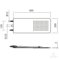 HUBER Lynox Верхний душ 500х200мм, для настенного крепления, нержавеющая сталь