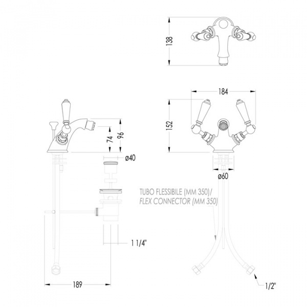 Devon&Devon Black Dandy Смеситель для биде, цвет: никель блестящий
