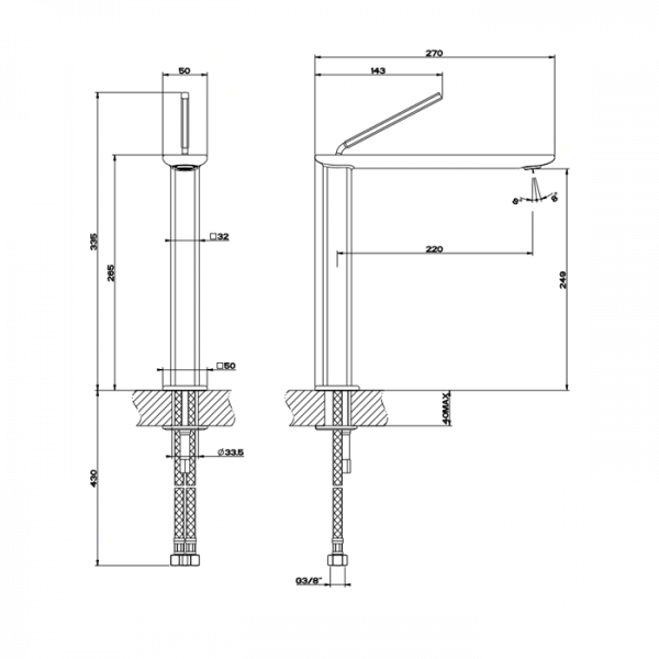Gessi iSpa Смеситель для раковины на 1 отверстие, высокий, цвет: хром