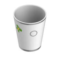 THG CAPUCINE VERT DECOR PLATINE Чашка керамическая, настольная, декор платина/зеленый, цвет: белый