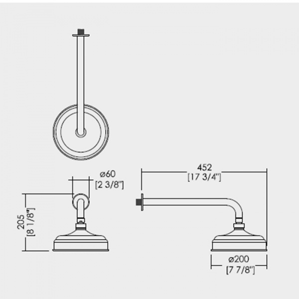Devon&Devon Manhattan Верхний душ с кронштейном d200 мм, никель блестящий