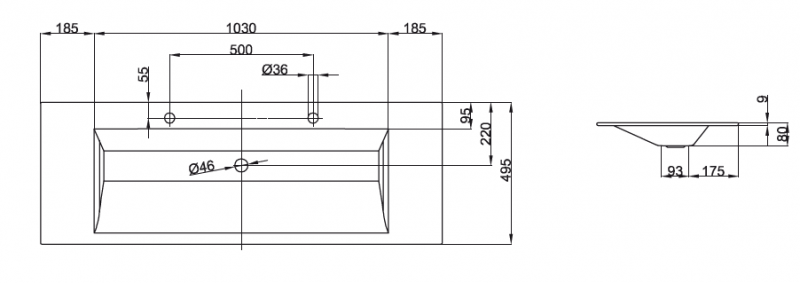 Bette Aqua Раковина 140х49.5х9 см, 2 отв., цвет: белый