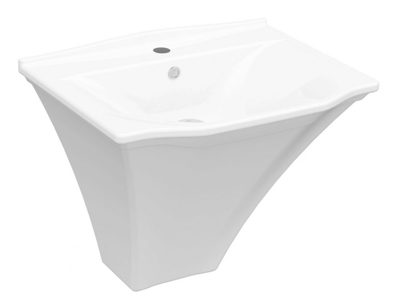 a-Neo Раковина настенная 440*560 мм с цельным полупьедесталом с 1 отверстием под смеситель и без донного клапана