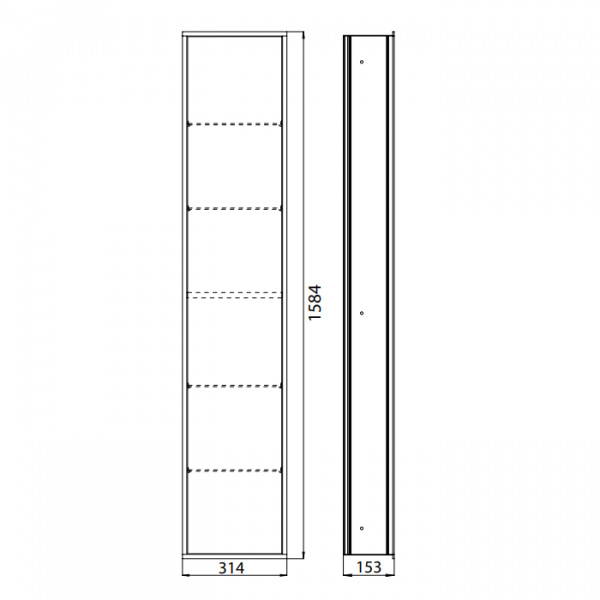 EMCO Asis 300 Модуль встраиваемый, LED-подсветка 4 полки, зеркальная дверь правая/левая, цвет: хром