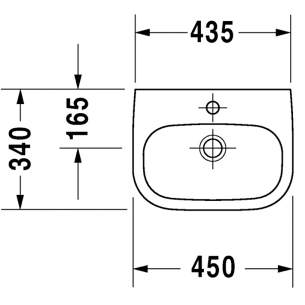 Duravit D-Code Раковина 45х34 см, 1 отв., медицинская, цвет: белый