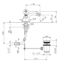 Nicolazzi Teide Смеситель для биде с донным клапаном, излив: 118 мм, ручки Crystal handle, цвет: хром