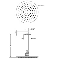 Gessi Inciso Shower Потолочная душевая головка шарнирная с защитойот известкового налёта на 1/2&quot, Ø200 мм, длинаизготавливается под заказ, цвет: black XL