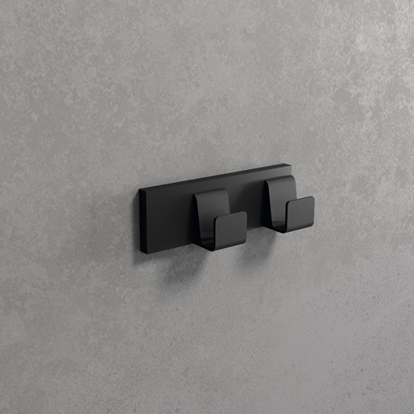 Novellini Kuadra Крючок 12х4см., двойной, цвет: черный матовый