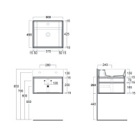 Simas Agile Структура металлическая 51x46xh28см, подвесная, для раковины с 1 отв., AG51, с 1 полкой, цвет: черный матовый