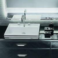 VITAGE milldue edition HILTON Комплект мебели с тумбой под раковину, раковиной ZURIGO63, зеркалом ZURIGO, 216 см, цвет: Fumè/сталь