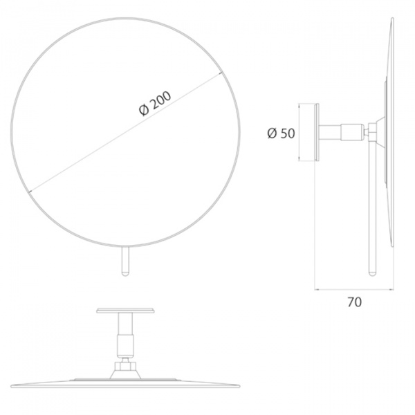 EMCO Pure Зеркало косметическое, Ø200мм, одинарный, самоклеющееся, 5x кратное увеличение, подвесной, цвет: хром