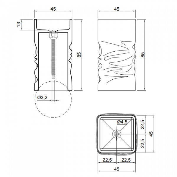 Antonio Lupi Ossimoro Раковина 45х45х85 см, без отв., слив в пол, с сифоном, донным клапаном и гибким шлангом, цвет: мрамор Carrara