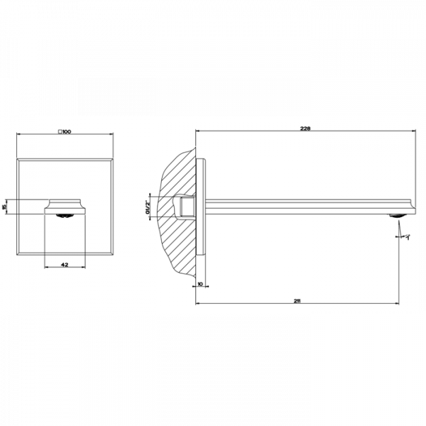 Gessi Eleganza Настенный излив на 1/2” для монтажа с удаленным управлением 46112+46106 (не входит в комплект), цвет: хром